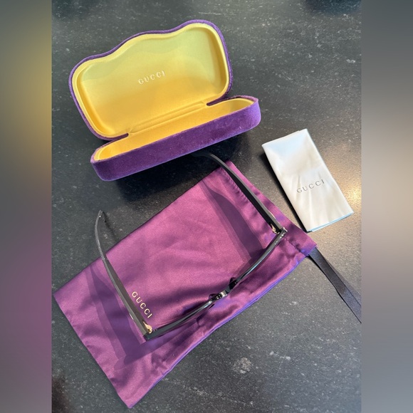 Gucci Sunglasses Square Frame Glitter GG0102S Sunglasses Black with Case - Picture 6 of 12